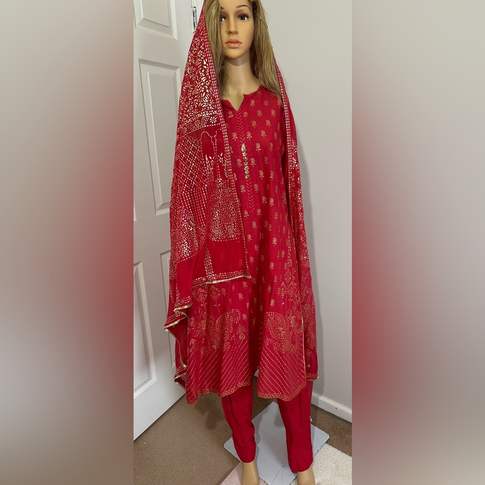 J dot Pakistani/ Indian/ Punjabi Elegant Red Traditional Outfit